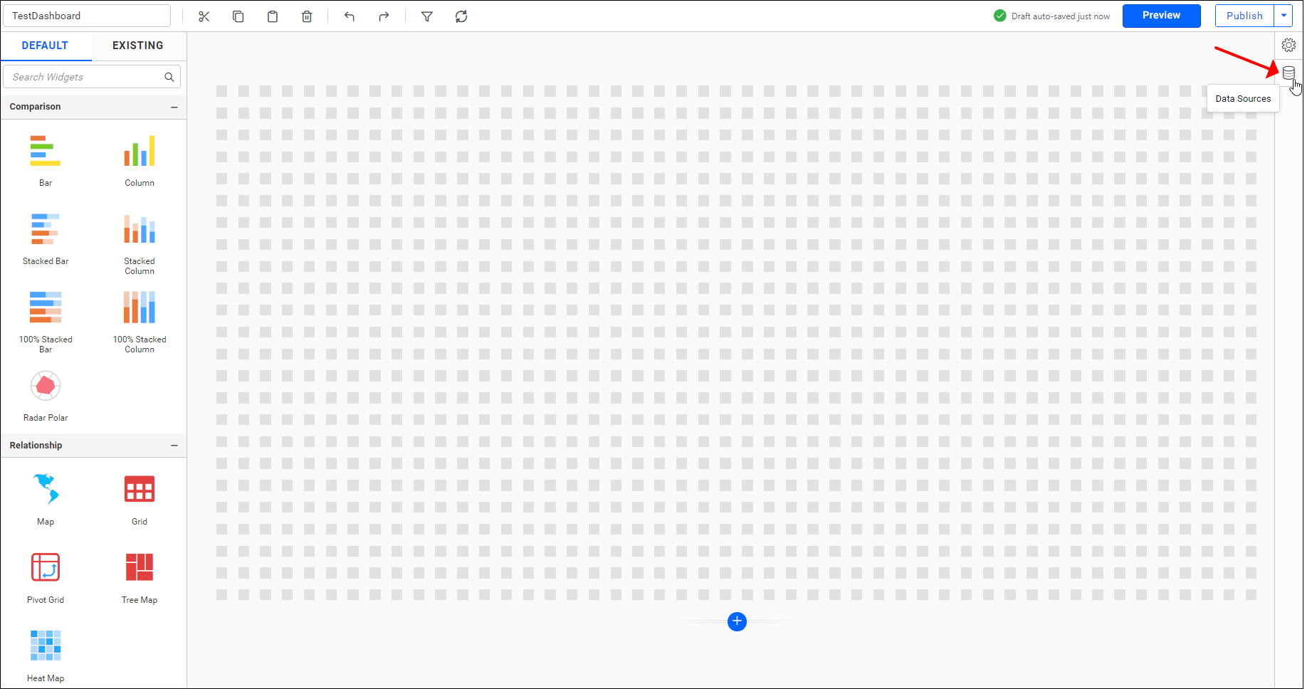 data source button in configuration panel