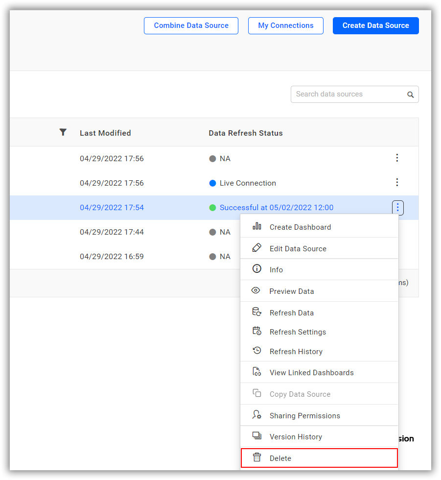 Delete Data Source