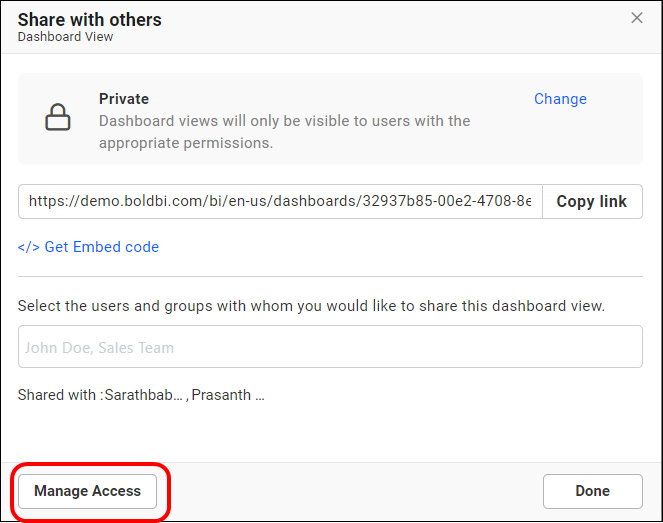 Manage Access View