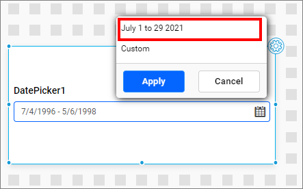 custom date option is displayed in date picker