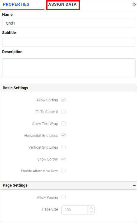 Assign data click