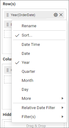 Assign Data settings menu