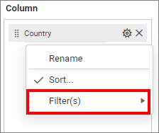 Filter for dimension column