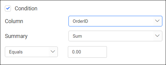 showing condition filter option of dimension filter