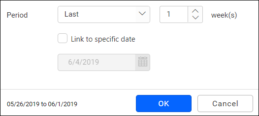 relative date filter period selection
