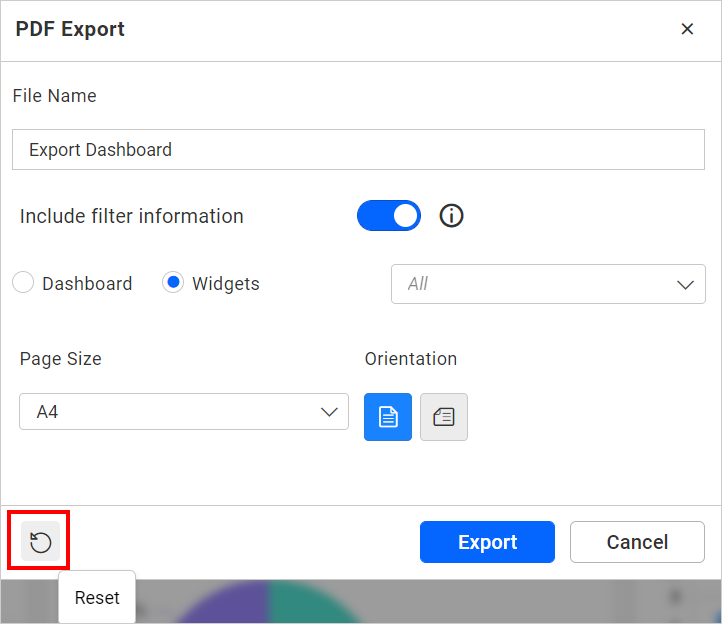 Export PDF Reset