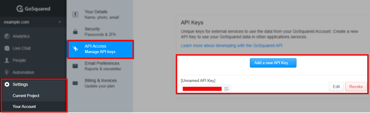 Reveal API key