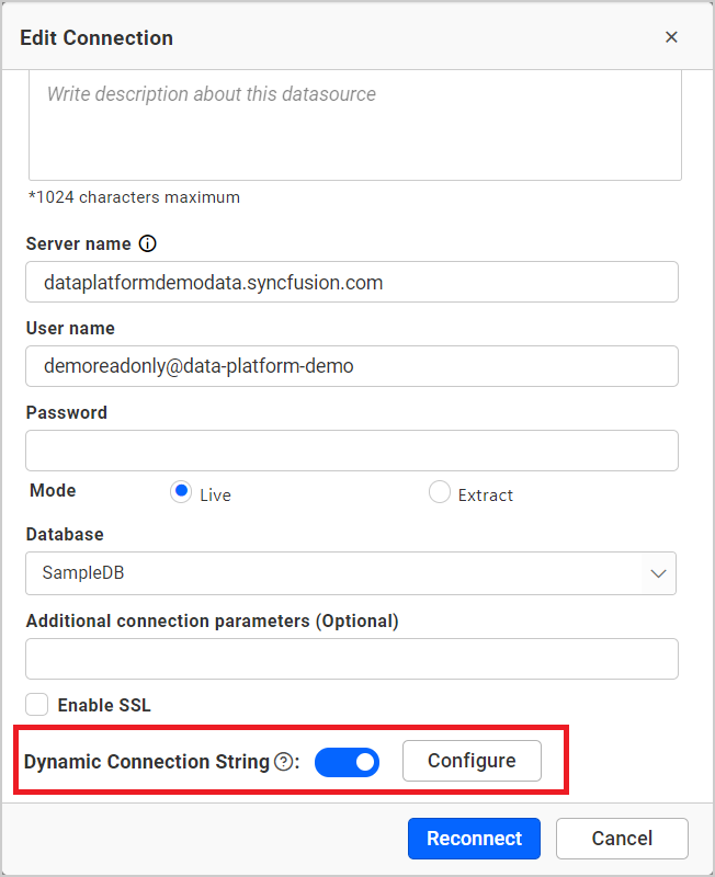Enable Dynamic Connection String