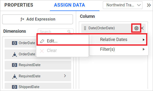 Select Relative Date option