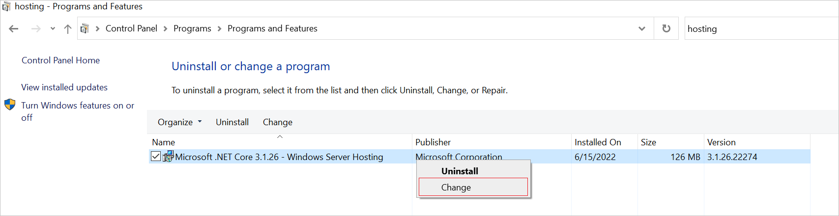 Windows Server Hosting Change