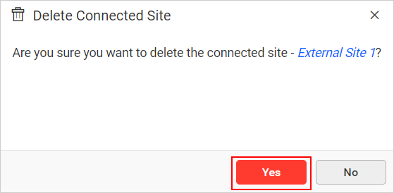 Delete External sites Dialog