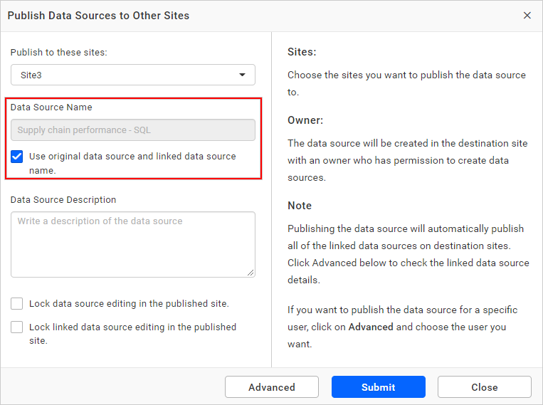 Publish Data Source with same name