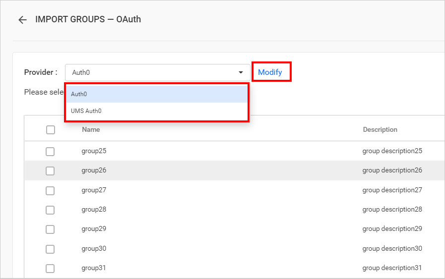 Oauth Authenticate setting page