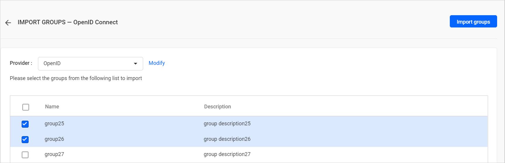 Import OpenId groups