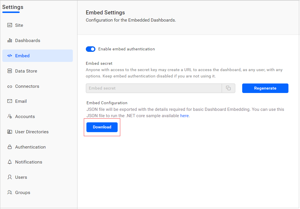 Embed Config file