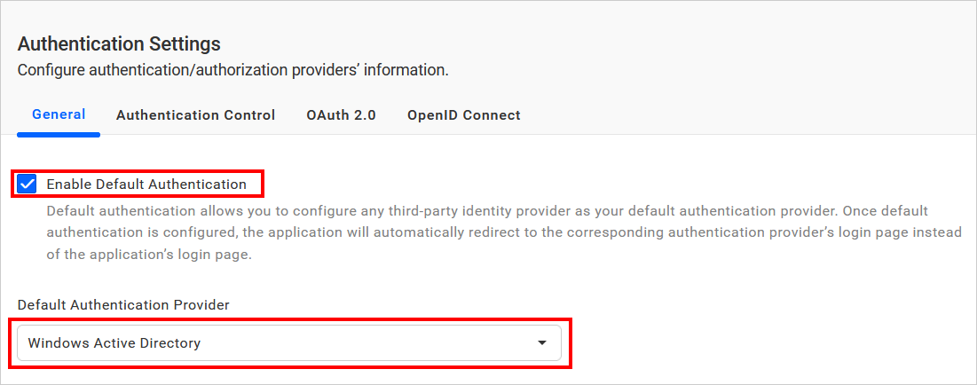 Enable  Windows Active Directory Default Authentication