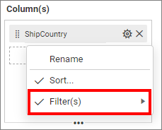 Configuring filter for dimension column