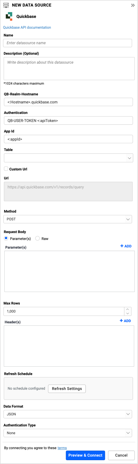 Data source preview