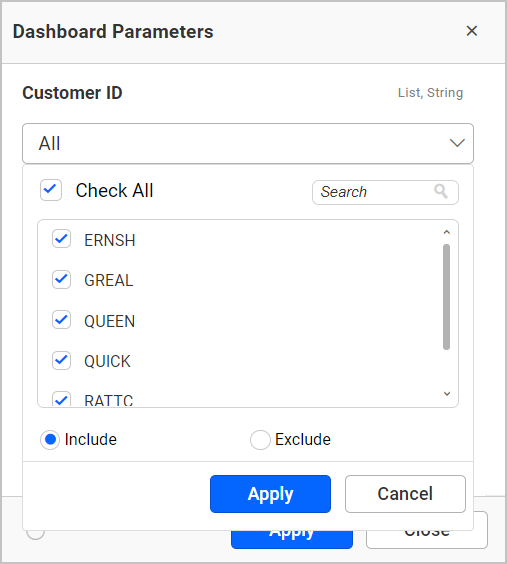 Modify Dashboard Parameter