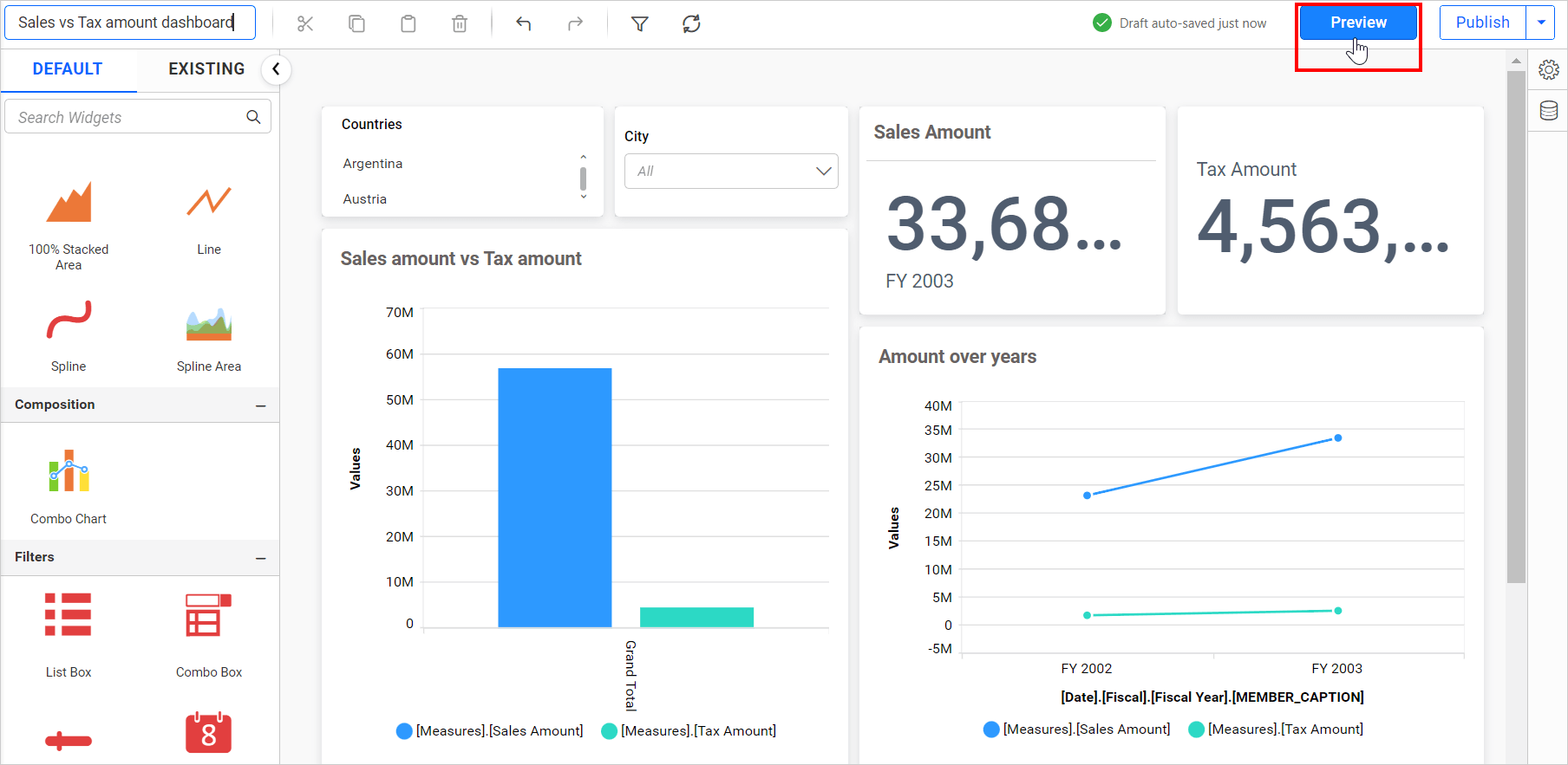 Preview dashboard option