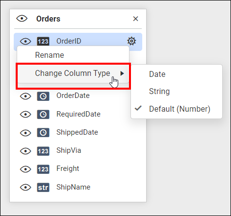 changing data type of column