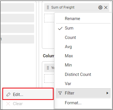 measure filtering option in settings popup