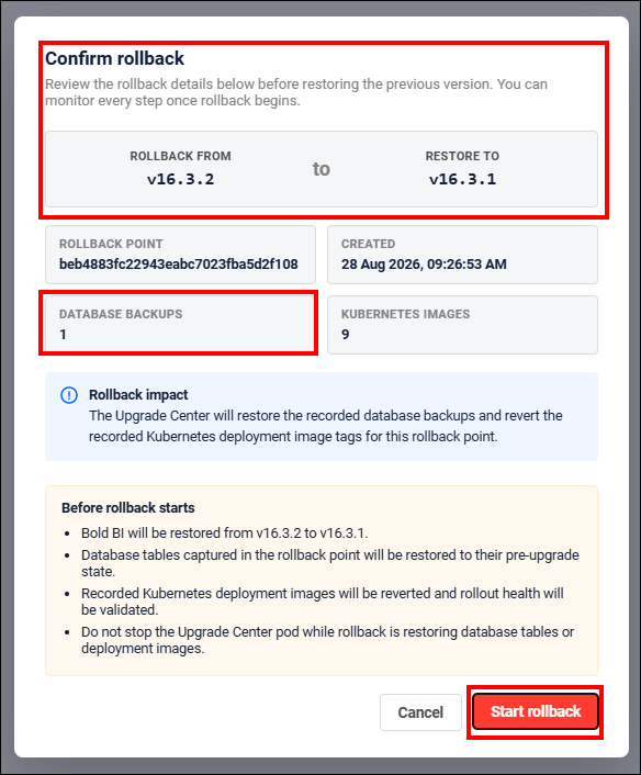 Confirm Rollback