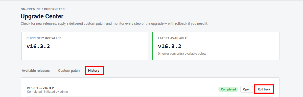 Rollback Option