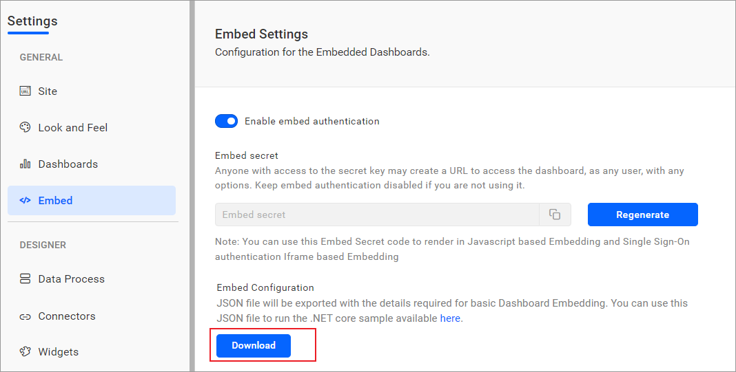Embed Settings Download