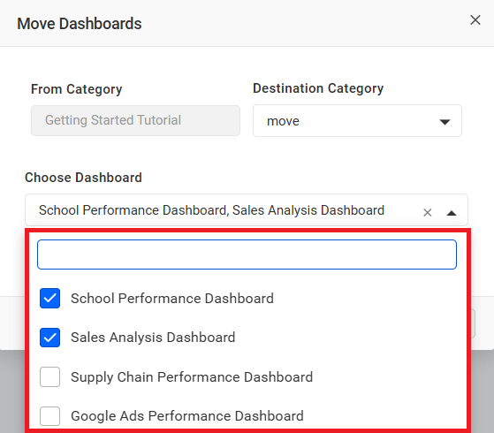 Choose Dashboards