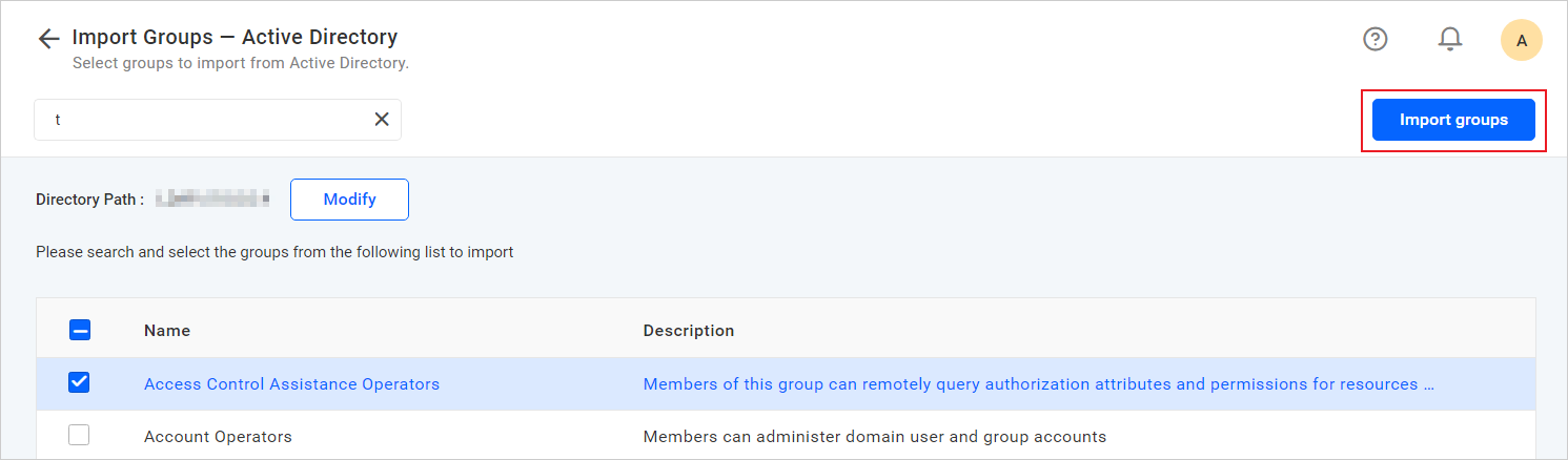 Import Groups from Active Directory