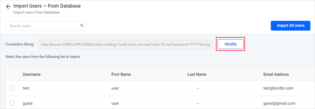 Modify Database Configuration