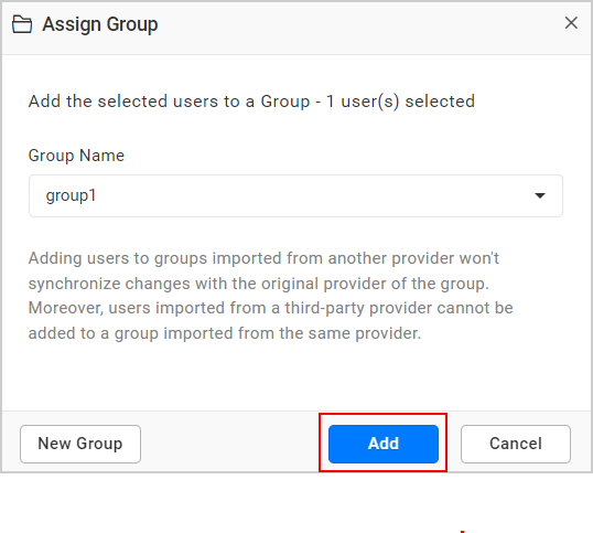 Assign existing group to selected users