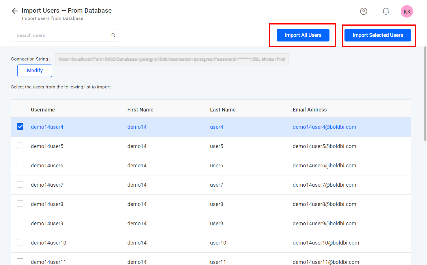 Import Database Users