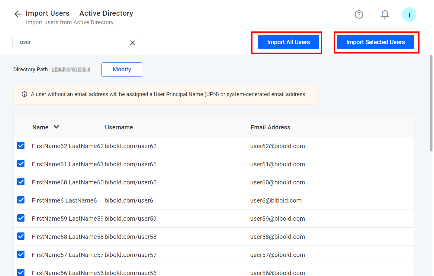 Import User from Active Directory