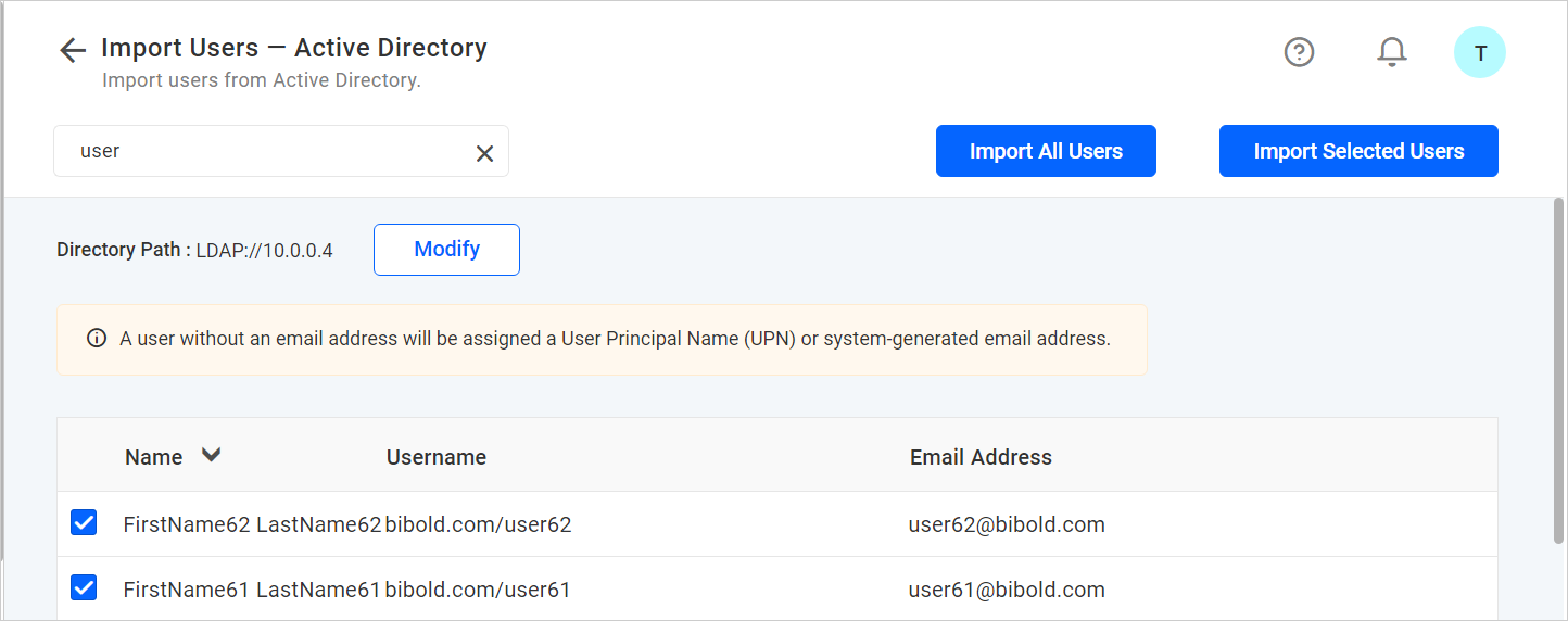 Import Users from Active Directory Server