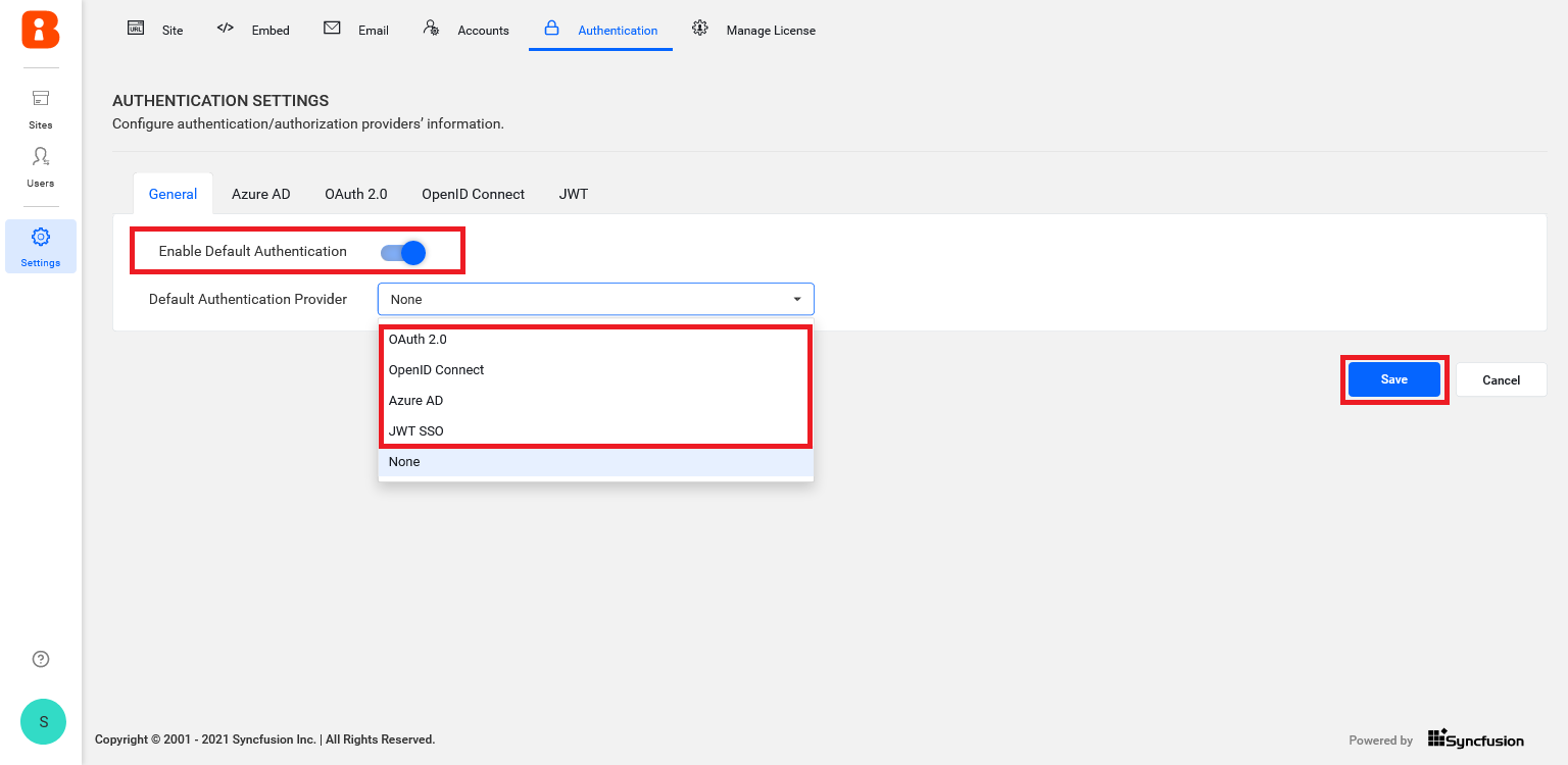 Disable default authentication