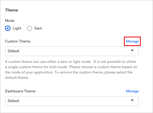 Manage theme option