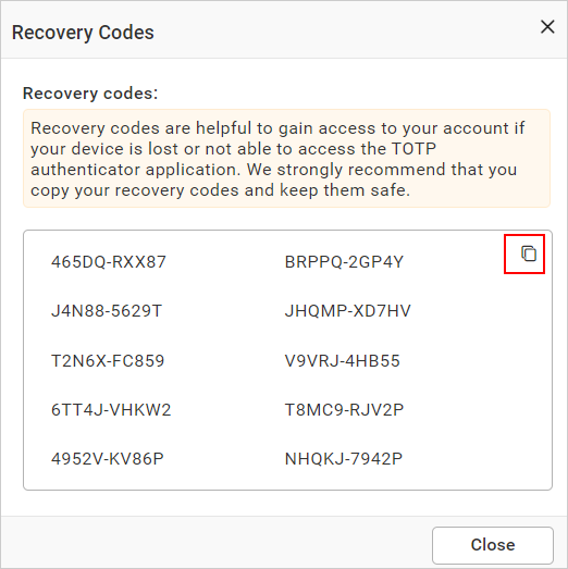 2FA admin recovery code regenerated