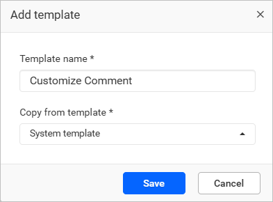 Create templates Dialog