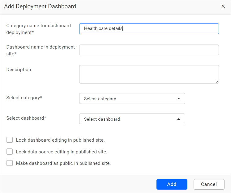 deployment dashboard dialog