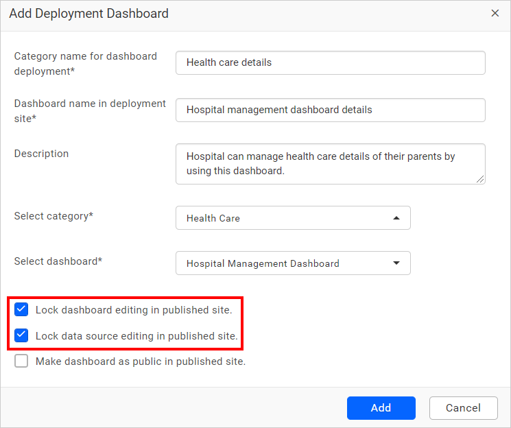 Lock Option in deployment dashboard dialog