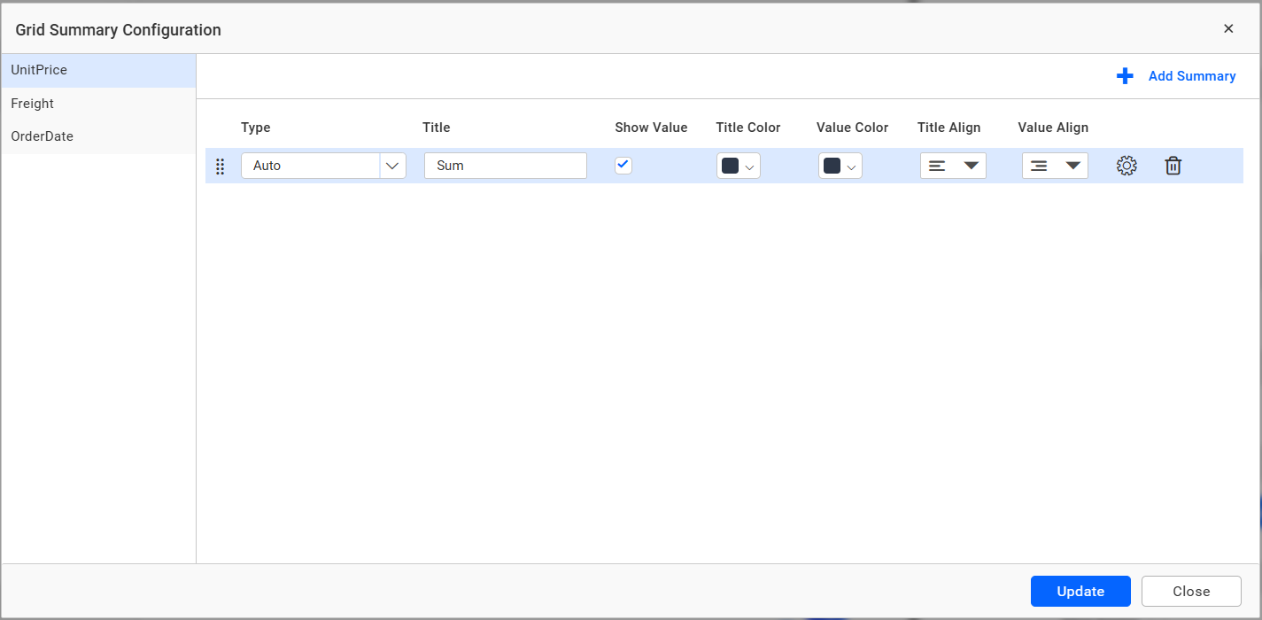 Summary Row Customize