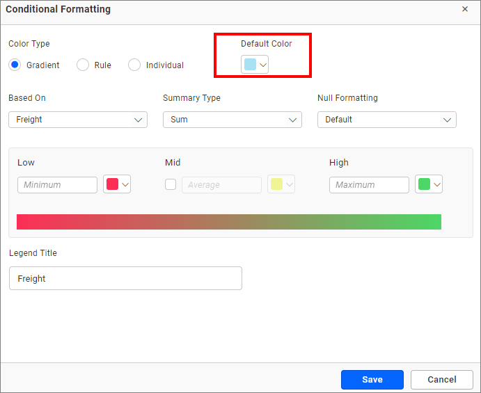 Default Color settings
