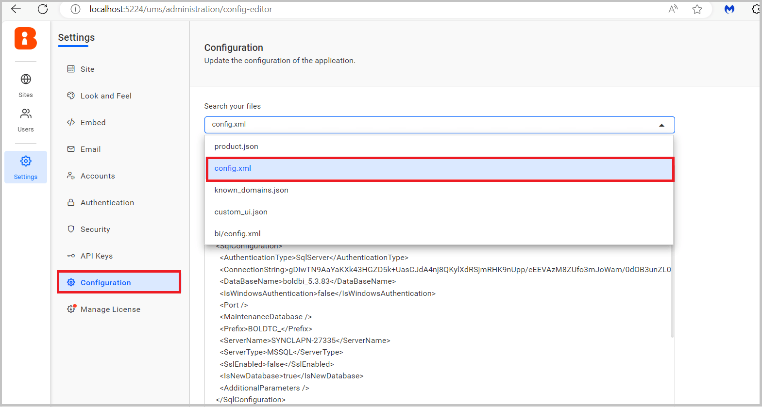 Configuration Settings