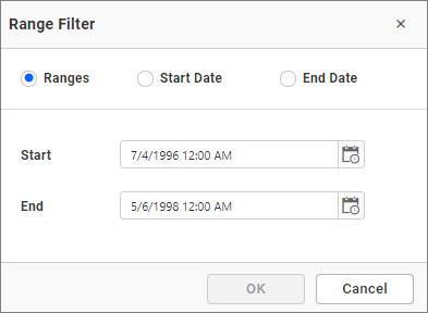 date picker Filter