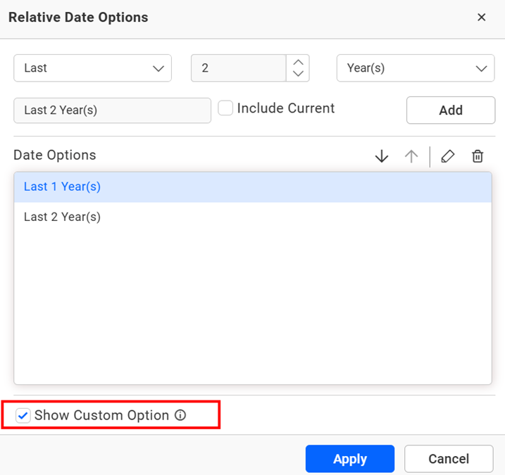 show custom option