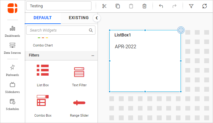 custom date option is displayed in list box