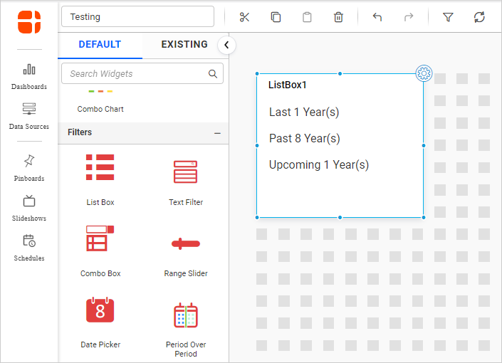 showing relative date options in listbox