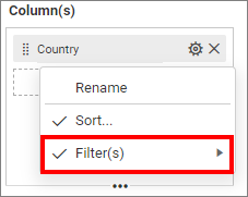 Filter option column